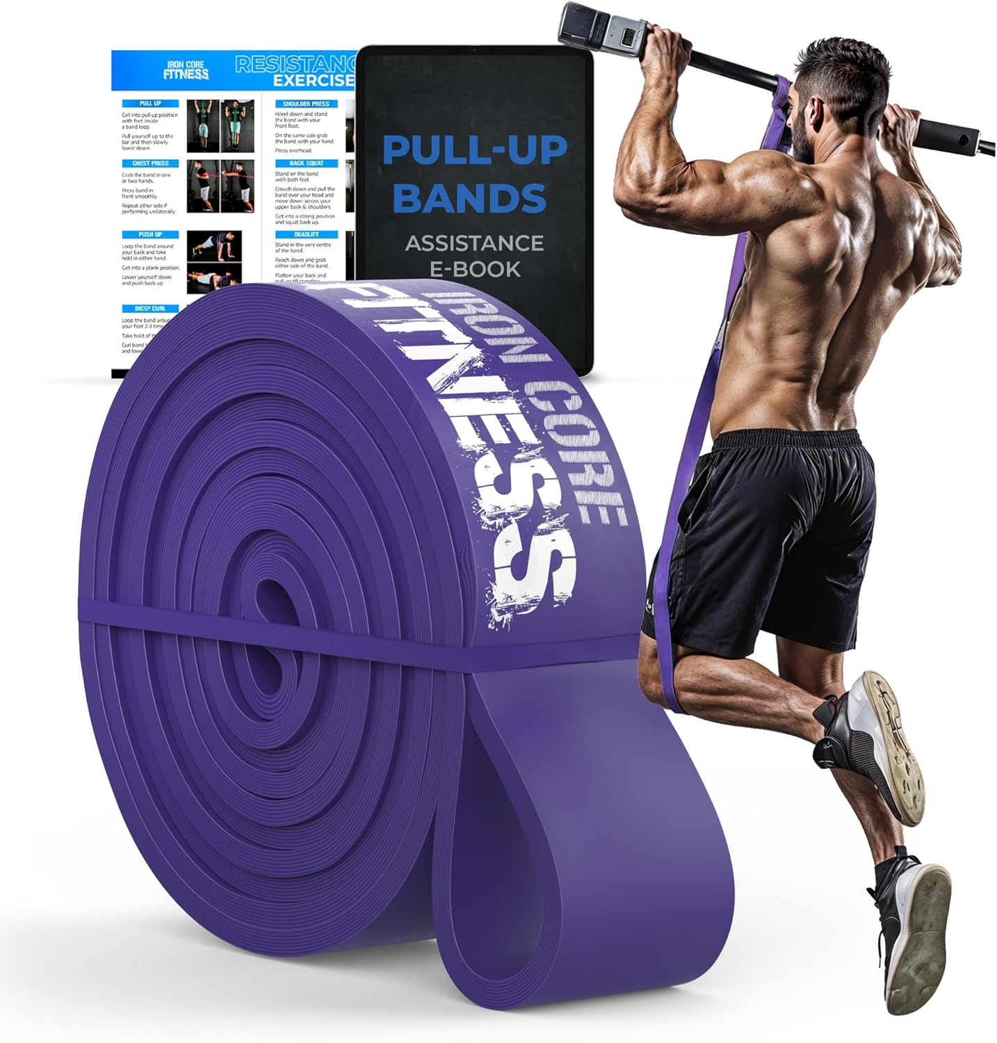 Pull-Up Assistance Resistance Bands - Long Loop Power Bands for Strength, Flexibility, and Power Training.