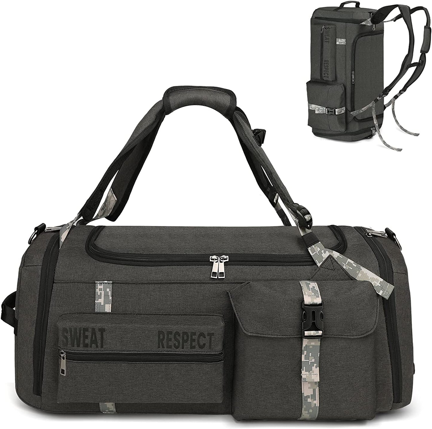Versatile 3-Way Gym Duffle Bag for Men with Shoe Compartment and Waterproof Pocket - Perfect for Sports, Travel, and Fitness!