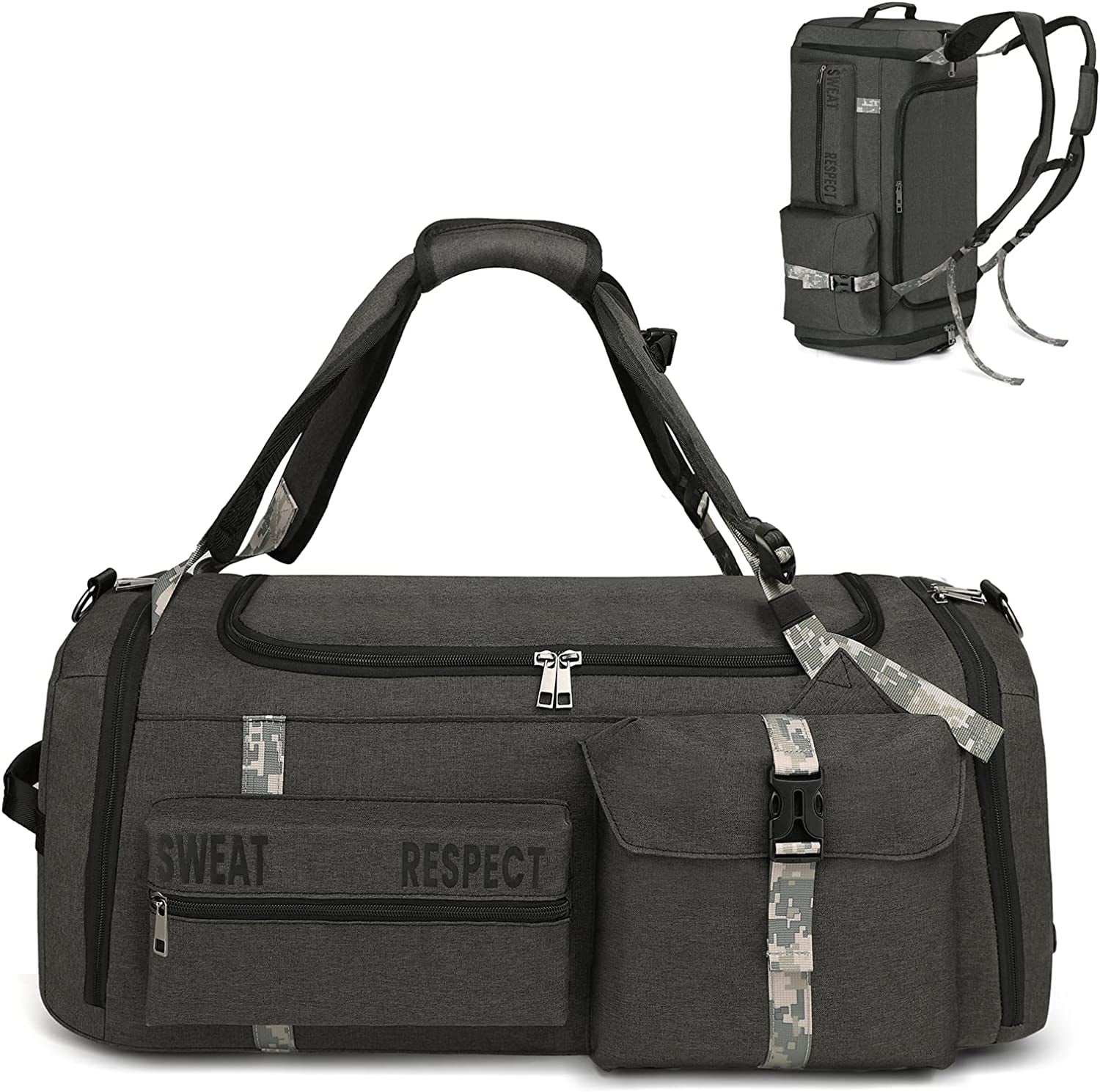 Versatile 3-Way Gym Duffle Bag for Men with Shoe Compartment and Waterproof Pocket - Perfect for Sports, Travel, and Fitness!