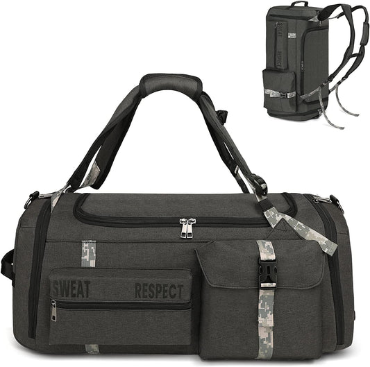 Versatile 3-Way Gym Duffle Bag for Men with Shoe Compartment and Waterproof Pocket - Perfect for Sports, Travel, and Fitness!