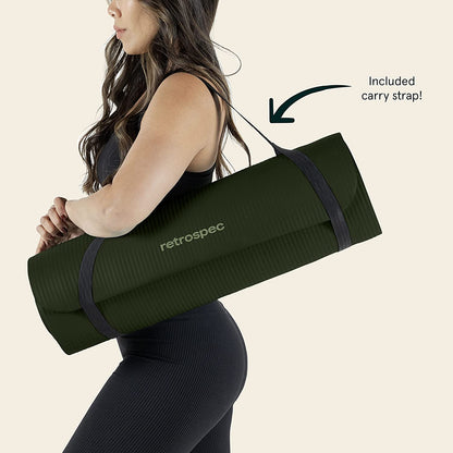 Solana Yoga Mat Thick 1/2In Non-Slip Workout Mat with Nylon Strap - 72X24In Exercise Mat for Pilates, Stretching & Fitness - BPA Free, Easy Clean