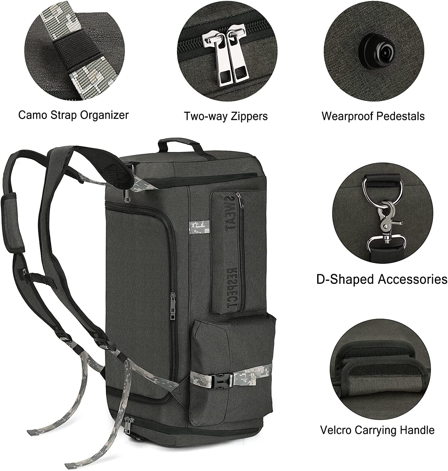 Versatile 3-Way Gym Duffle Bag for Men with Shoe Compartment and Waterproof Pocket - Perfect for Sports, Travel, and Fitness!