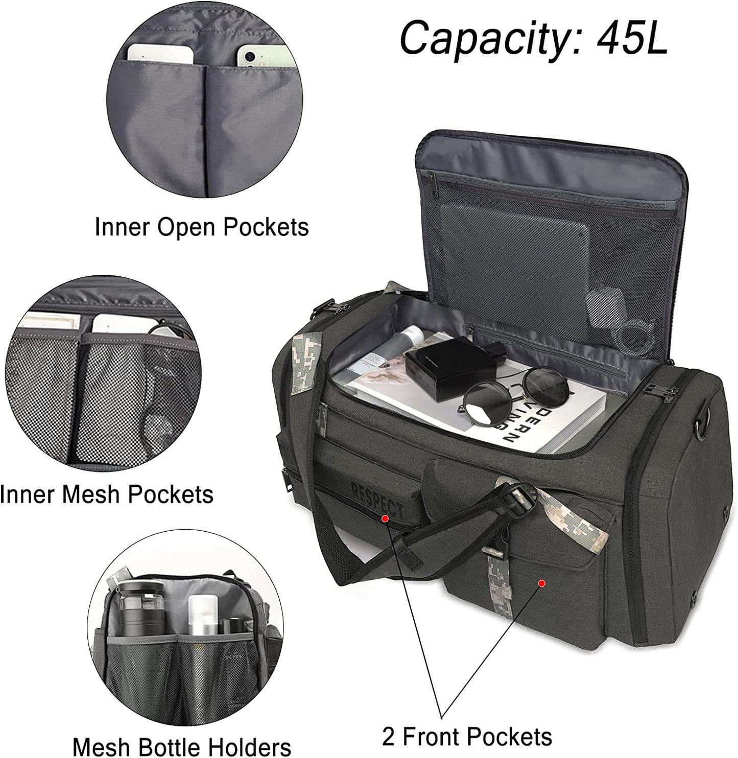 Versatile 3-Way Gym Duffle Bag for Men with Shoe Compartment and Waterproof Pocket - Perfect for Sports, Travel, and Fitness!
