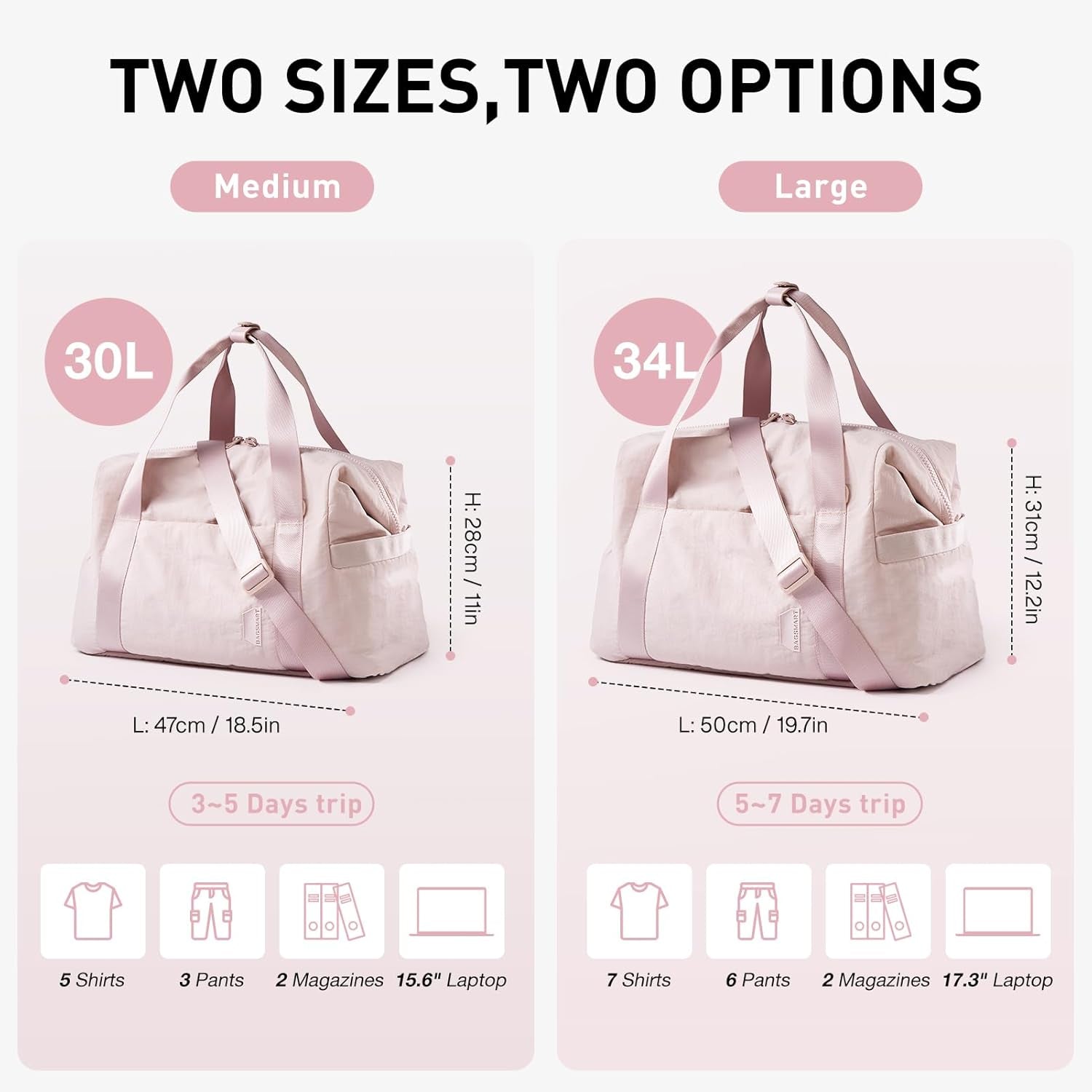 Stylish Pink Gym Bag for Women - Versatile Carry-On Weekender Duffel with Trolley Sleeve for Travel and Workouts