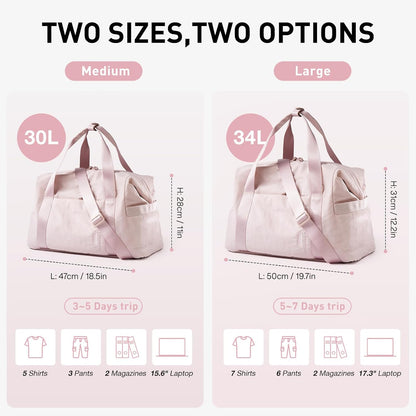 Stylish Pink Gym Bag for Women - Versatile Carry-On Weekender Duffel with Trolley Sleeve for Travel and Workouts