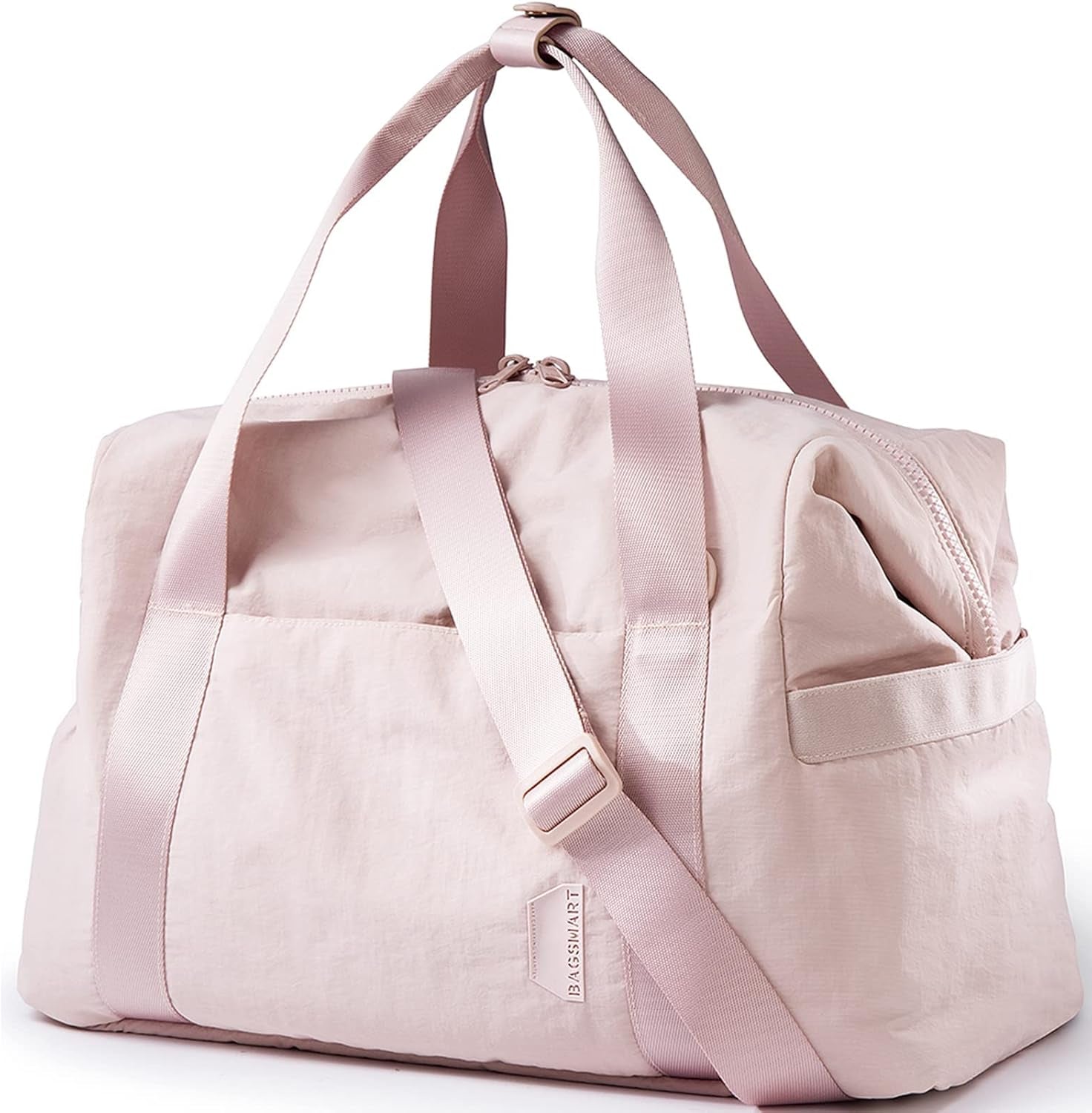 Stylish Pink Gym Bag for Women - Versatile Carry-On Weekender Duffel with Trolley Sleeve for Travel and Workouts